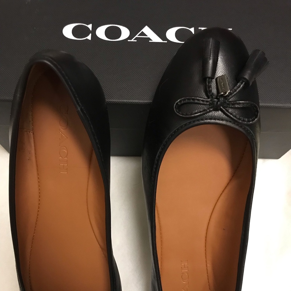 Coach Ballet Flats Bea Black Leather New So Cute!